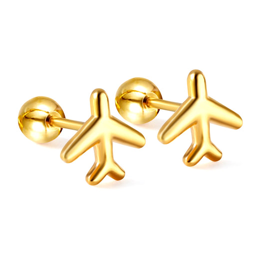 Wholesale 18K Gold Airplane Stud Earrings Modern Chic