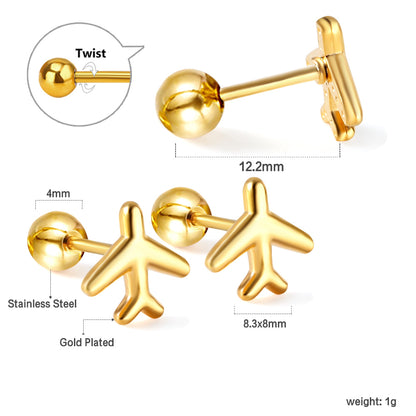 Wholesale 18K Gold Airplane Stud Earrings Modern Chic