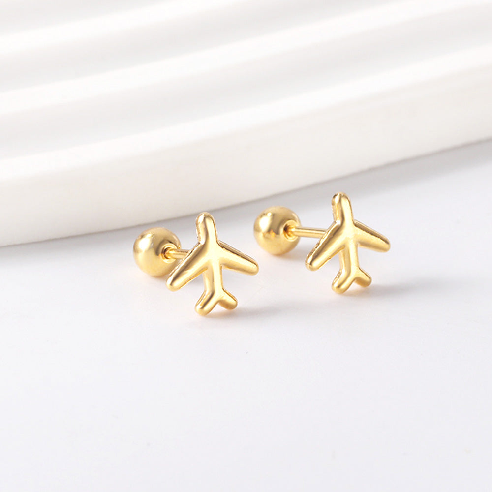 Wholesale 18K Gold Airplane Stud Earrings Modern Chic