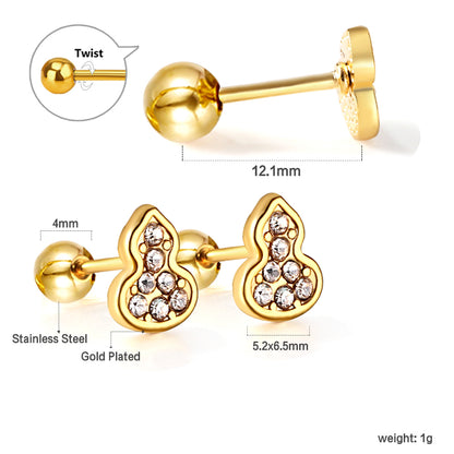 Wholesale 18K Gold Gourd Stud Earrings Elegant Design