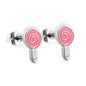 Bulk 18K Gold Pink Swirl Lollipop Earrings Sweet Design
