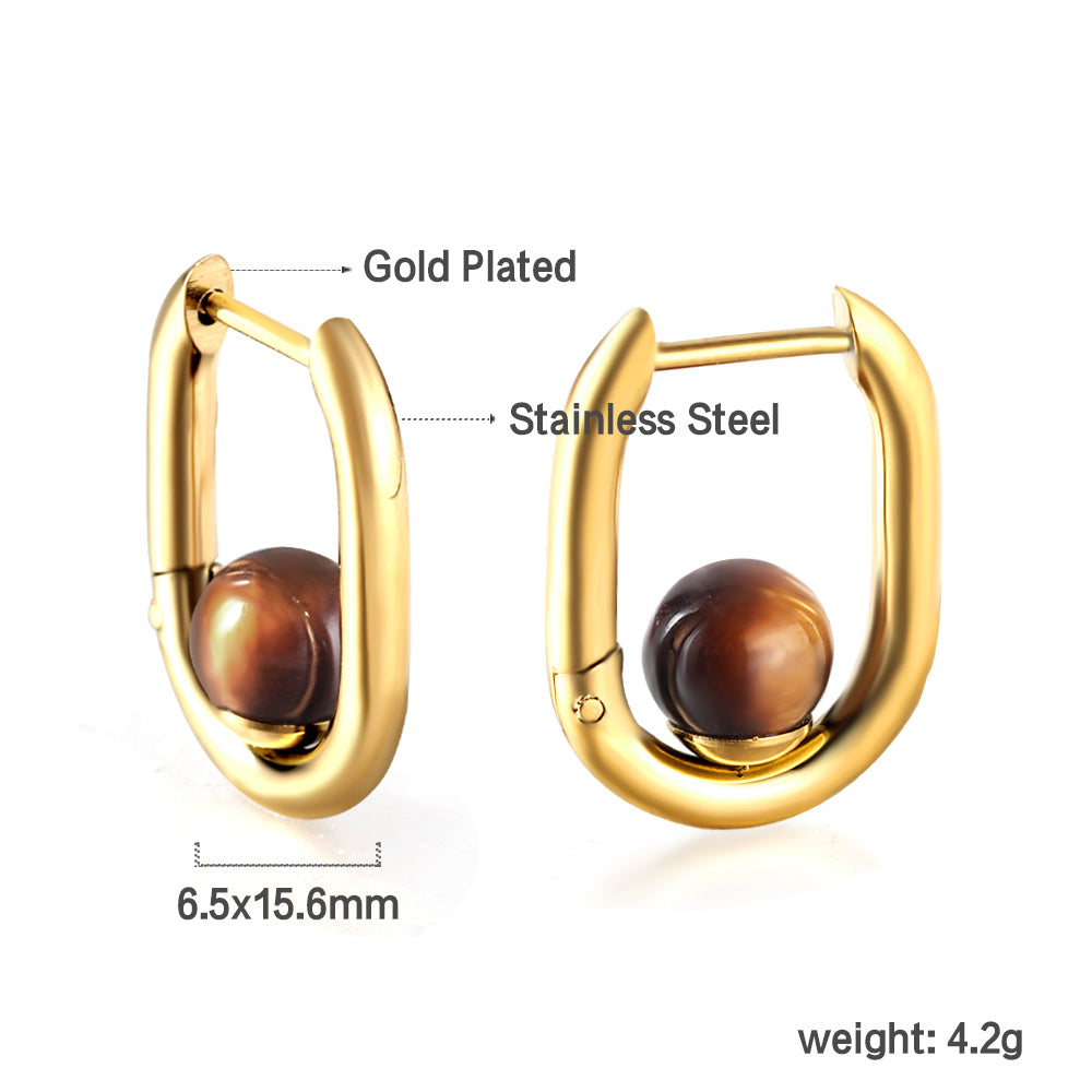Bulk 18K Gold Brown Bead Hoop Earrings Unique Design