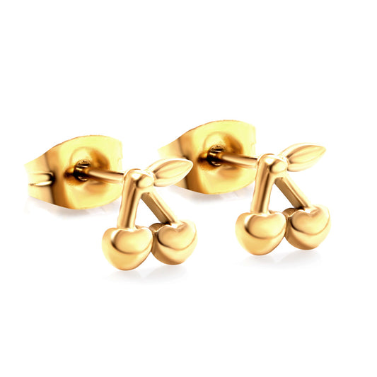 Wholesale 18K Gold Cherry Earrings Cute Design