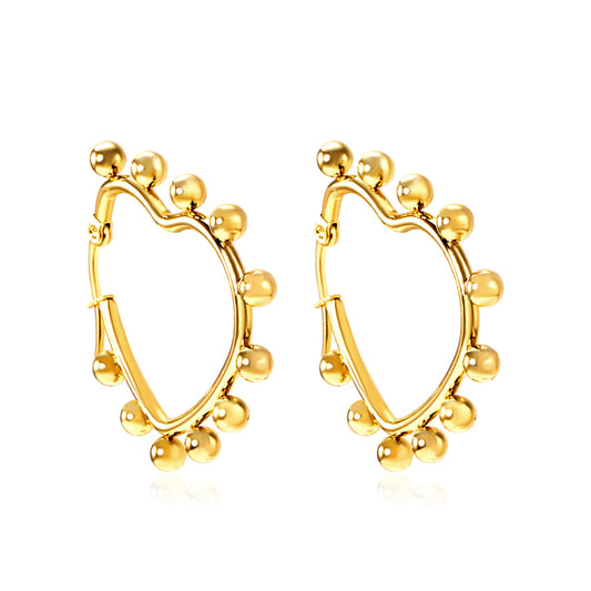 Wholesale 18K Gold Heart Shaped Beaded Earrings for Jewelry Distributors Unique Design