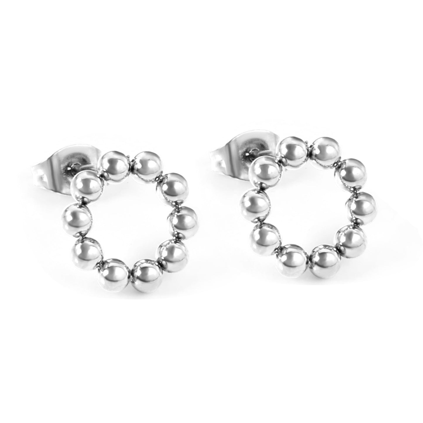 Bulk 18K Gold Beaded Hoop Stud Earrings