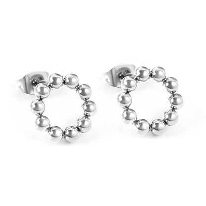 Bulk 18K Gold Beaded Hoop Stud Earrings