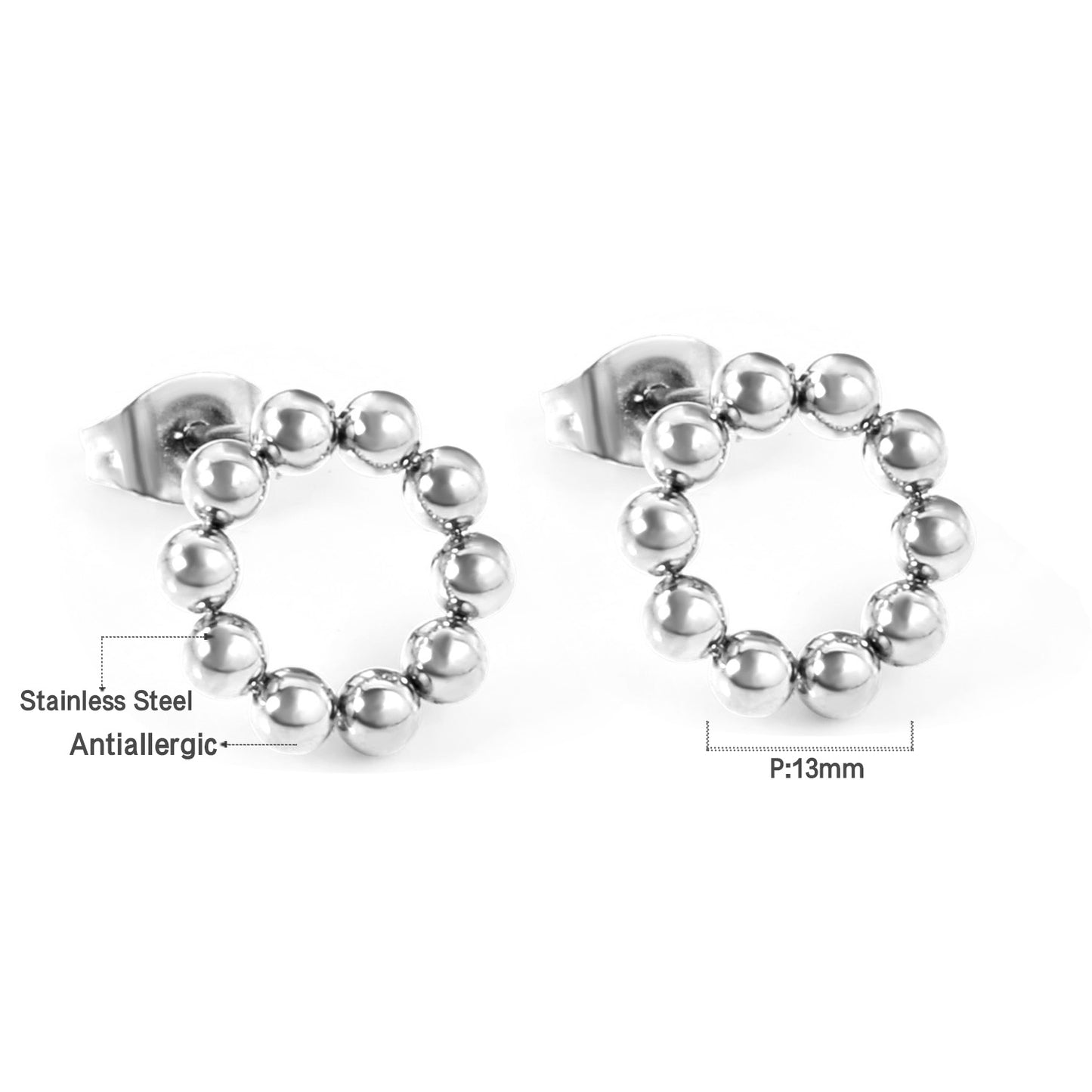 Bulk 18K Gold Beaded Hoop Stud Earrings