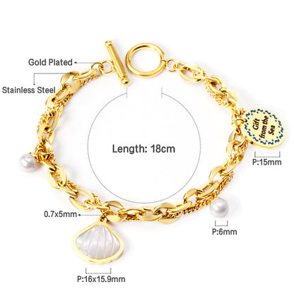 Wholesale Coastal 18K Gold Shell Pearl Bracelet Luxury Jewelry