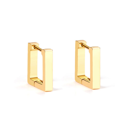 Wholesale 18K Gold Rectangular Earrings for Jewelry Suppliers Simple Design