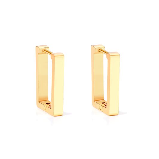 Wholesale 18K Gold Rectangular Earrings for Fashion Jewelry Supplier Trendy Design
