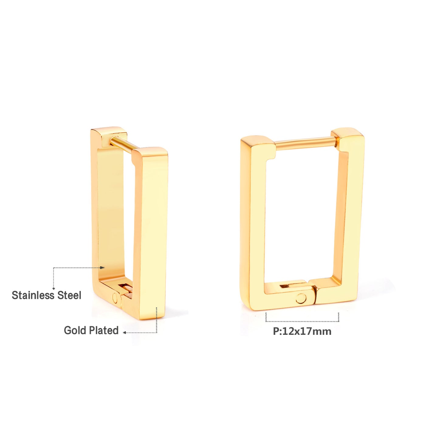 Wholesale 18K Gold Rectangular Earrings for Fashion Jewelry Supplier Trendy Design