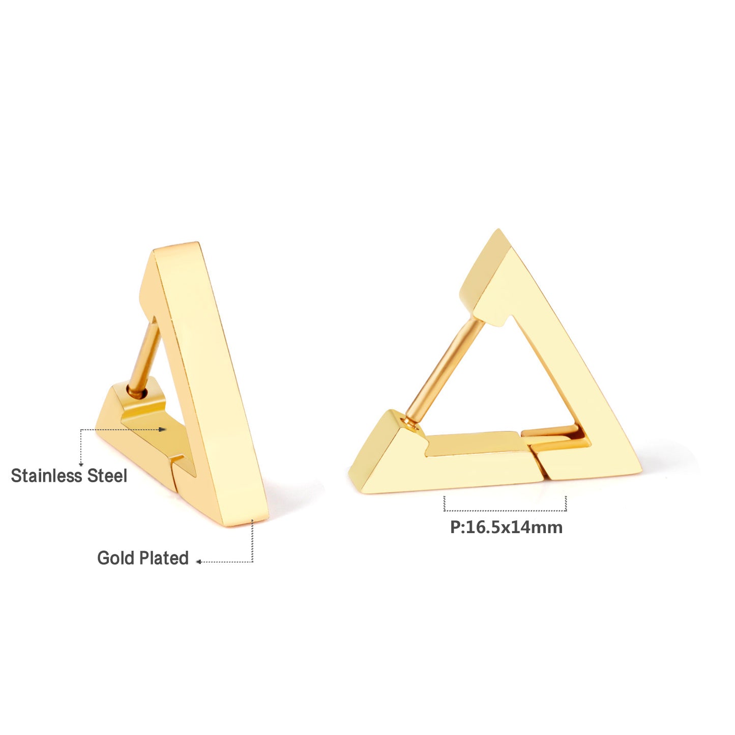 Bulk 18K Gold Triangular Earrings for Fashion Distributors Unique Style