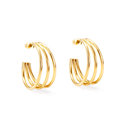Wholesale 18K Gold Multi - Layer Hoop Stud Earrings SGS Approved