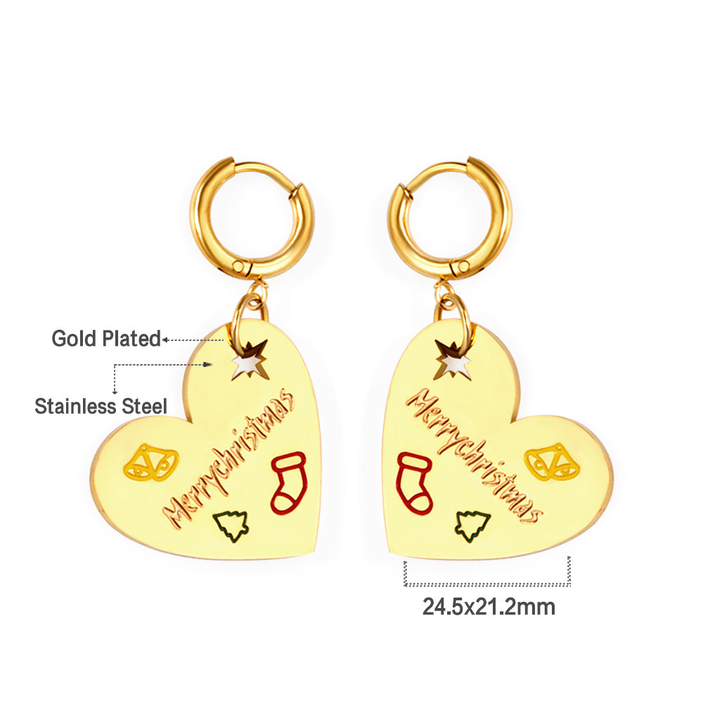 Wholesale 18K Gold Heart Message Stud Earrings SGS Approved