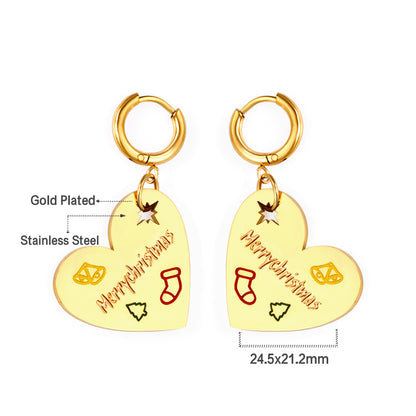 Wholesale 18K Gold Heart Message Stud Earrings SGS Approved