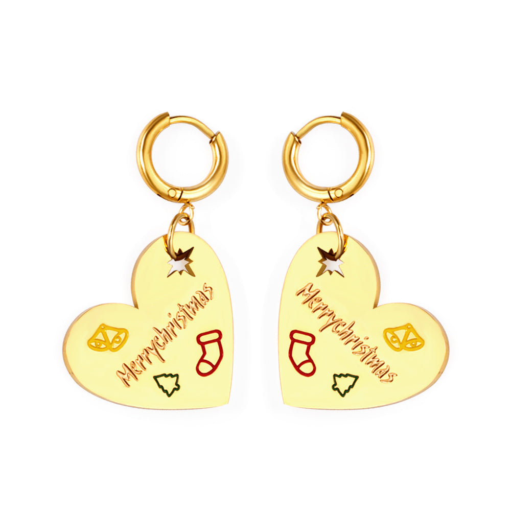 Wholesale 18K Gold Heart Message Stud Earrings SGS Approved