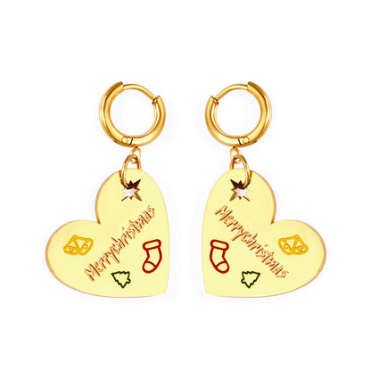 Wholesale 18K Gold Heart Message Stud Earrings SGS Approved