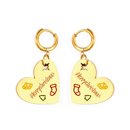 Wholesale 18K Gold Heart Message Stud Earrings SGS Approved
