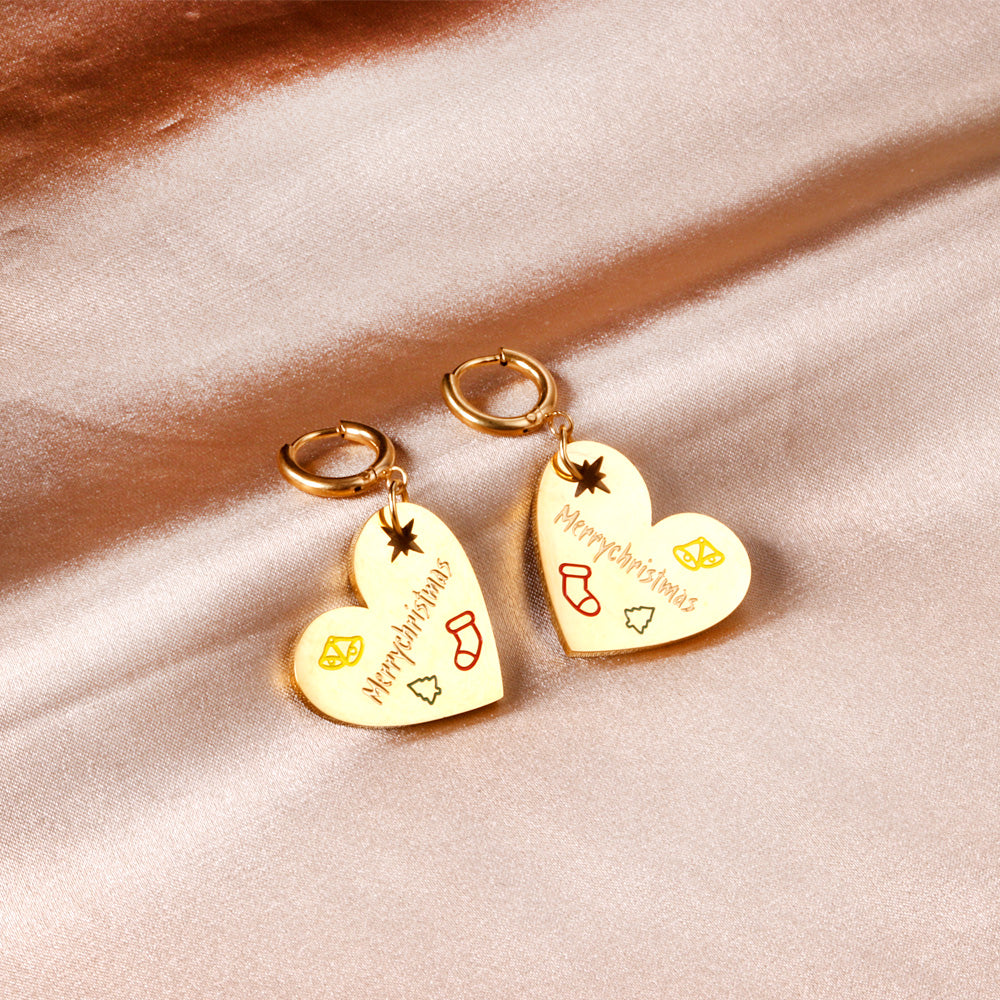 Wholesale 18K Gold Heart Message Stud Earrings SGS Approved