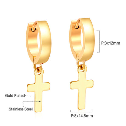 Bulk 18K Gold Unique Cross Design Hoop Earrings