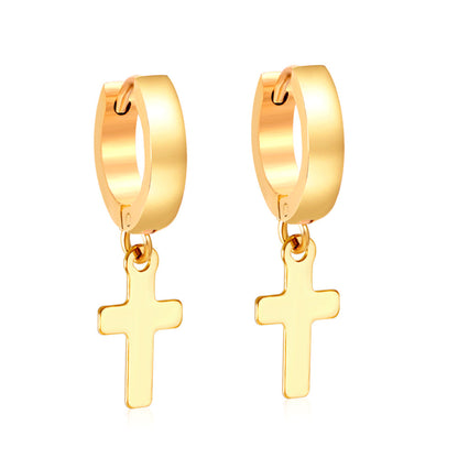 Bulk 18K Gold Unique Cross Design Hoop Earrings