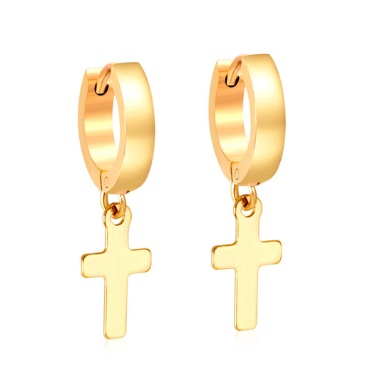 Bulk 18K Gold Unique Cross Design Hoop Earrings
