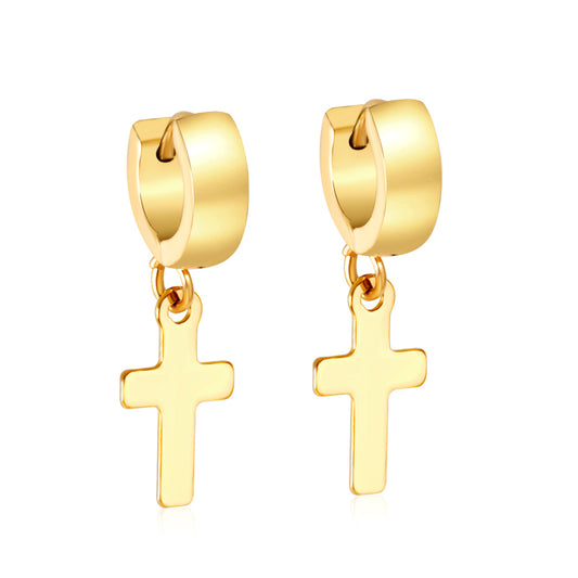 Wholesale 18K Gold Cross Stud Earrings SGS Certified
