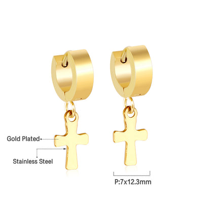 Bulk 18K Gold Thick Cross Stud Earrings