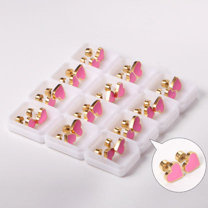 Wholesale Black Heart Stud Earrings Sleek Mystique Gold Edged Chic