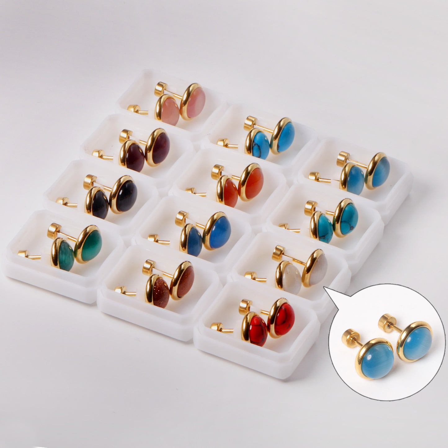 Bulk Gemstone Circle Earrings Opulent Glamour