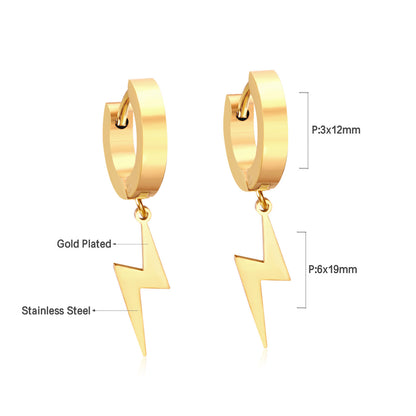 Wholesale 18K Gold Lightning Drop Hoop Earrings Bulk Supply