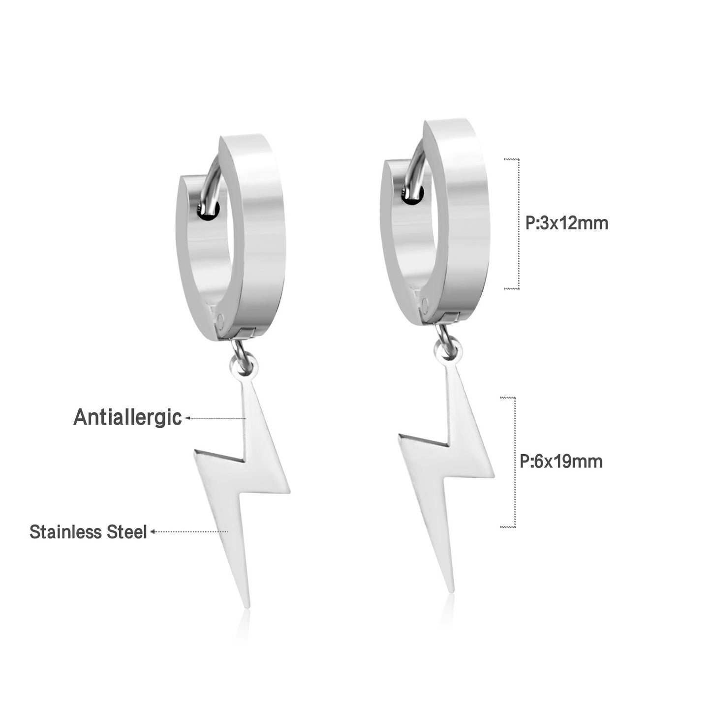 Wholesale 18K Gold Lightning Drop Hoop Earrings Bulk Supply