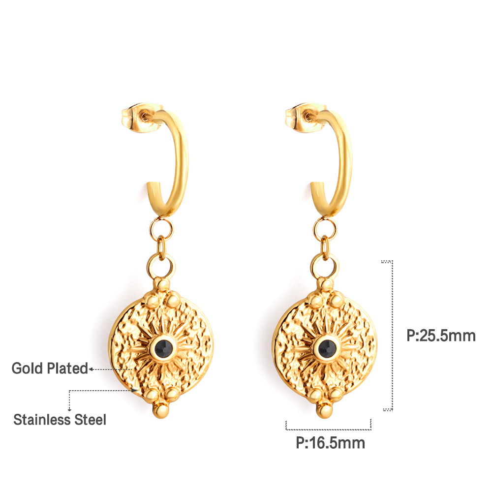 Wholesale 18K Gold Ornate Circle Stud Earrings SGS Approved