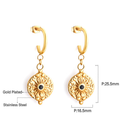 Wholesale 18K Gold Ornate Circle Stud Earrings SGS Approved