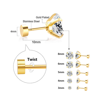 Bulk 18K Gold Cylinder Back Studs Contemporary Edge Urban Fashion Statement
