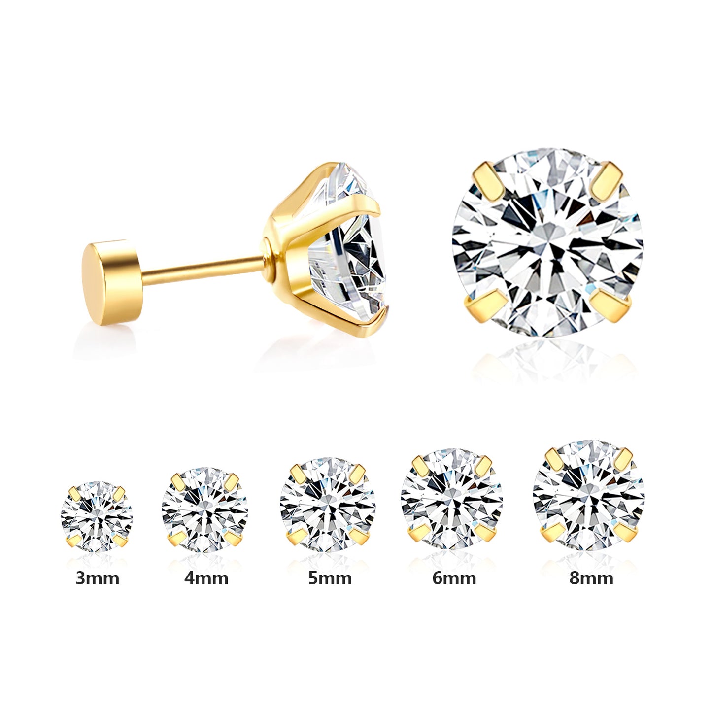 Bulk 18K Gold Cylinder Back Studs Contemporary Edge Urban Fashion Statement