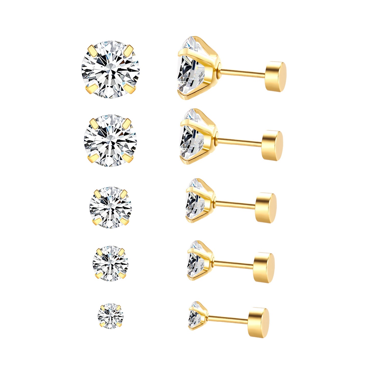 Bulk 18K Gold Cylinder Back Studs Contemporary Edge Urban Fashion Statement