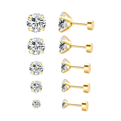 Bulk 18K Gold Cylinder Back Studs Contemporary Edge Urban Fashion Statement
