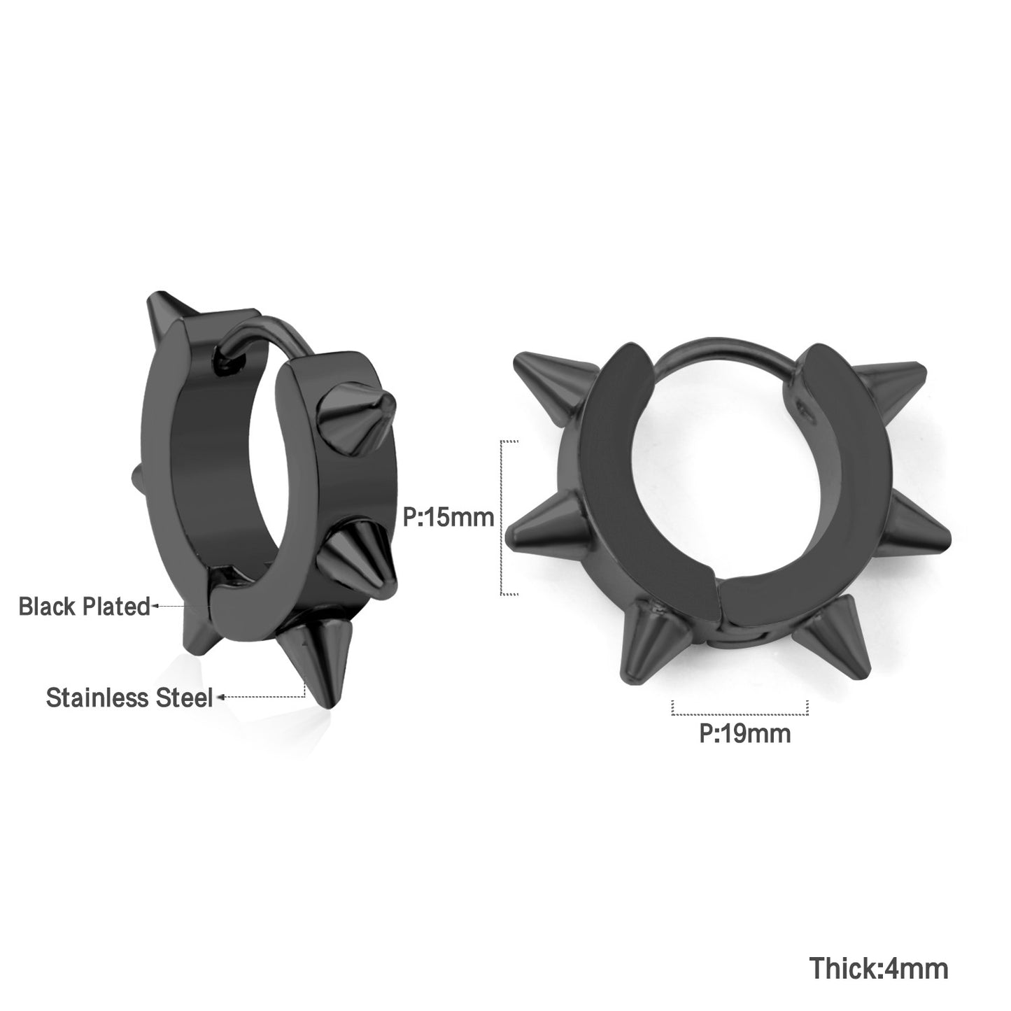 Wholesale 18K Gold Spiked Hoop Earrings Unique Edgy Design