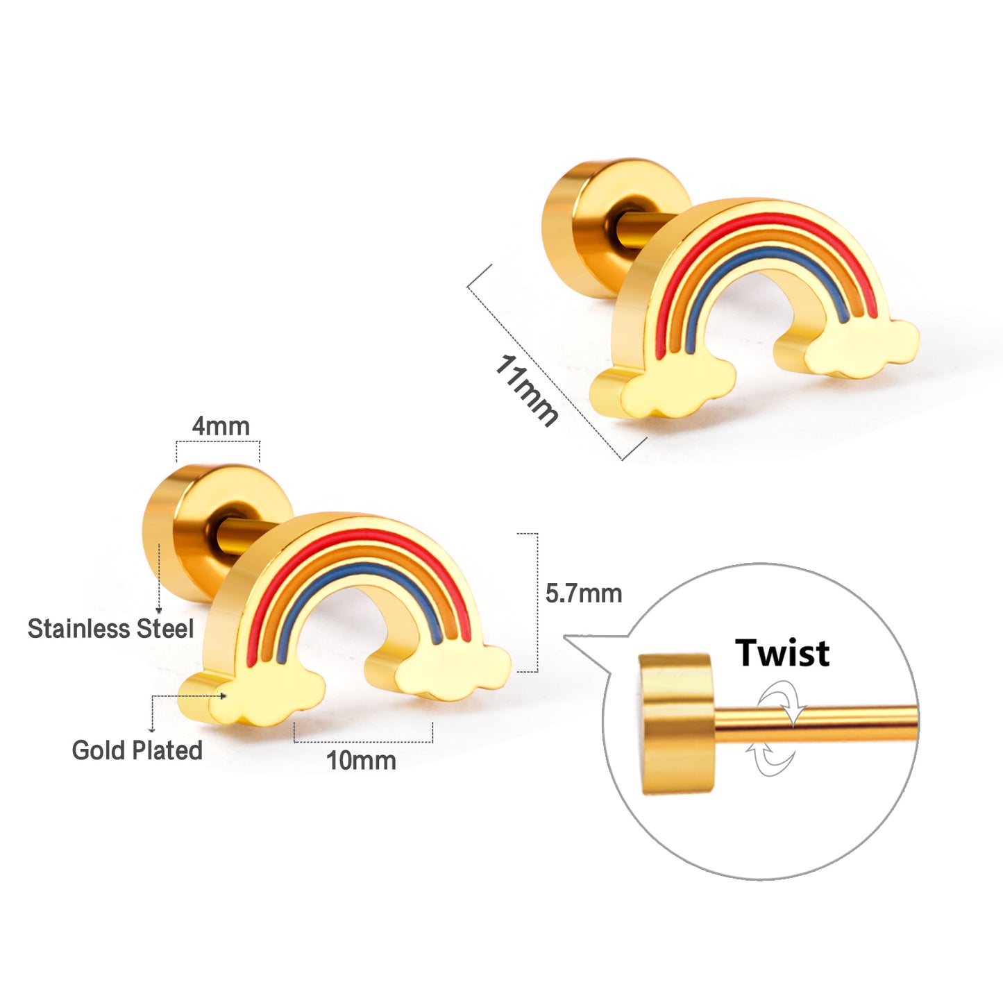 Wholesale 18K Gold Animal Stud Earrings Adorable Rabbit Design