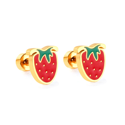 Wholesale Golden Strawberry Stud Earrings for Resale