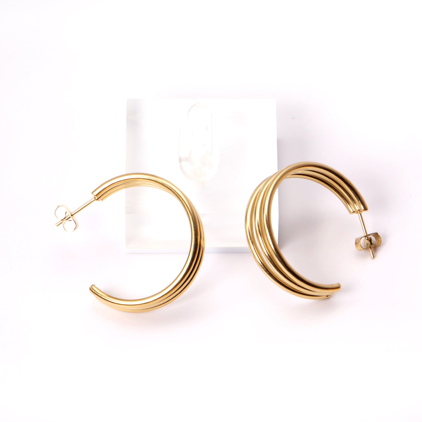 Wholesale 18K Gold Multi - Layer Hoop Stud Earrings SGS Approved