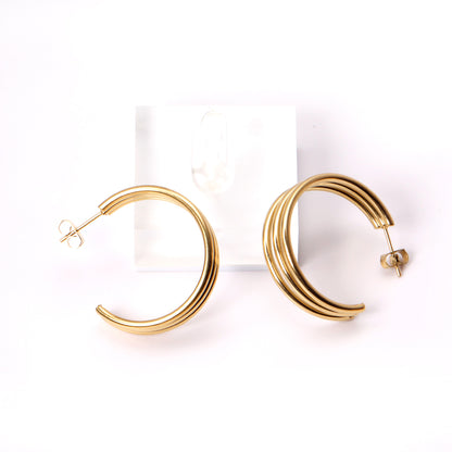 Wholesale 18K Gold Multi - Layer Hoop Stud Earrings SGS Approved