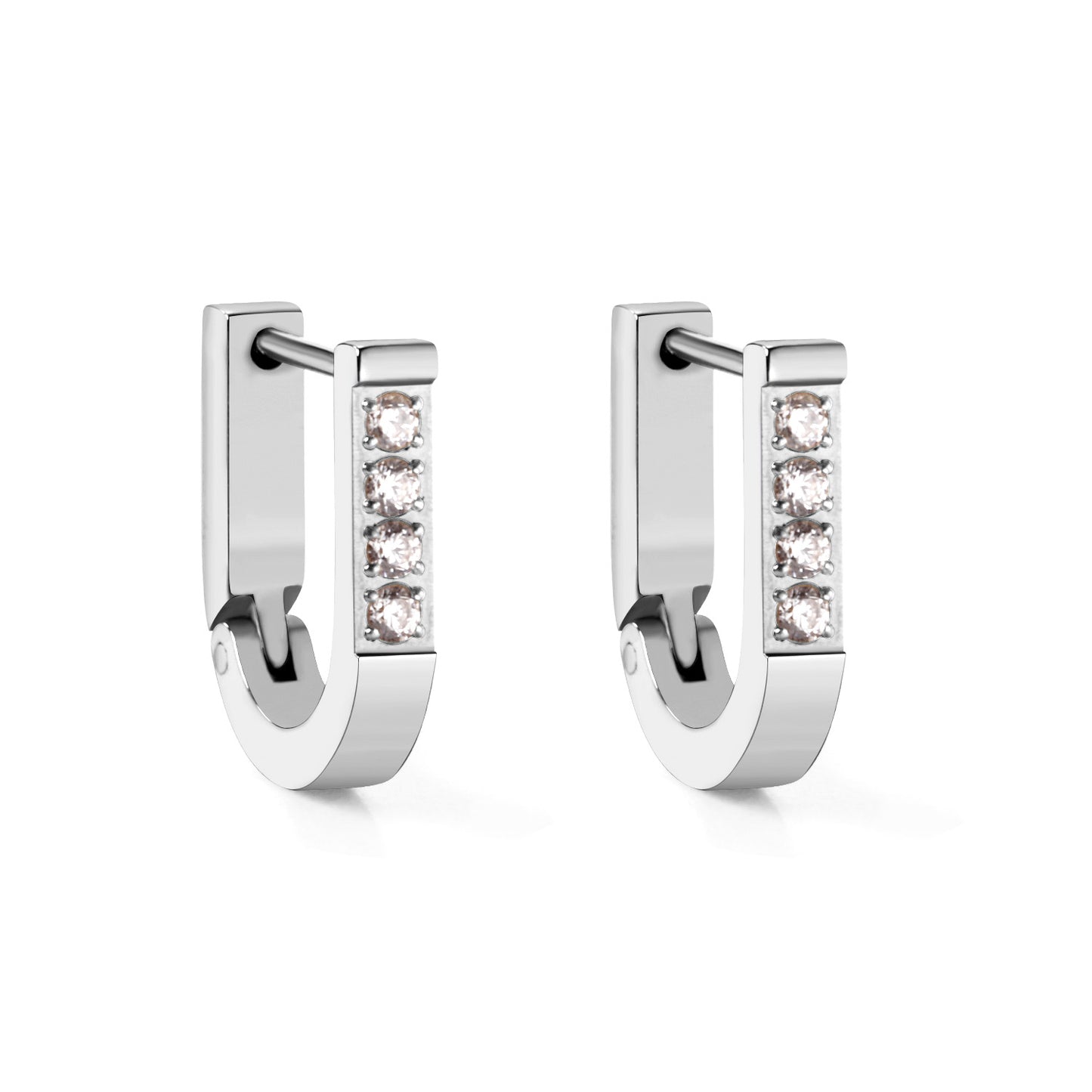 Wholesale 18K Gold U - Shaped Earrings with Diamonds for Fashion Accessories Elegant Design