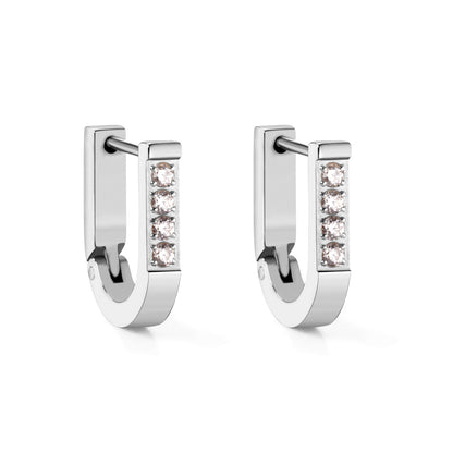 Wholesale 18K Gold U - Shaped Earrings with Diamonds for Fashion Accessories Elegant Design