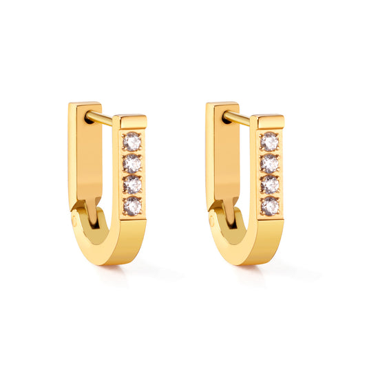 Wholesale 18K Gold U - Shaped Earrings with Diamonds for Fashion Accessories Elegant Design
