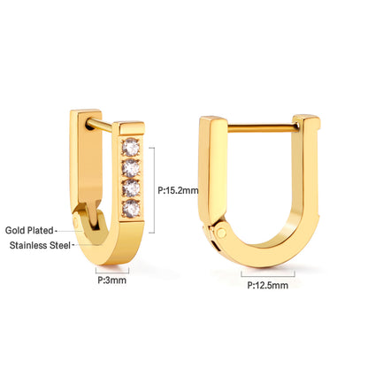 Wholesale 18K Gold U - Shaped Earrings with Diamonds for Fashion Accessories Elegant Design