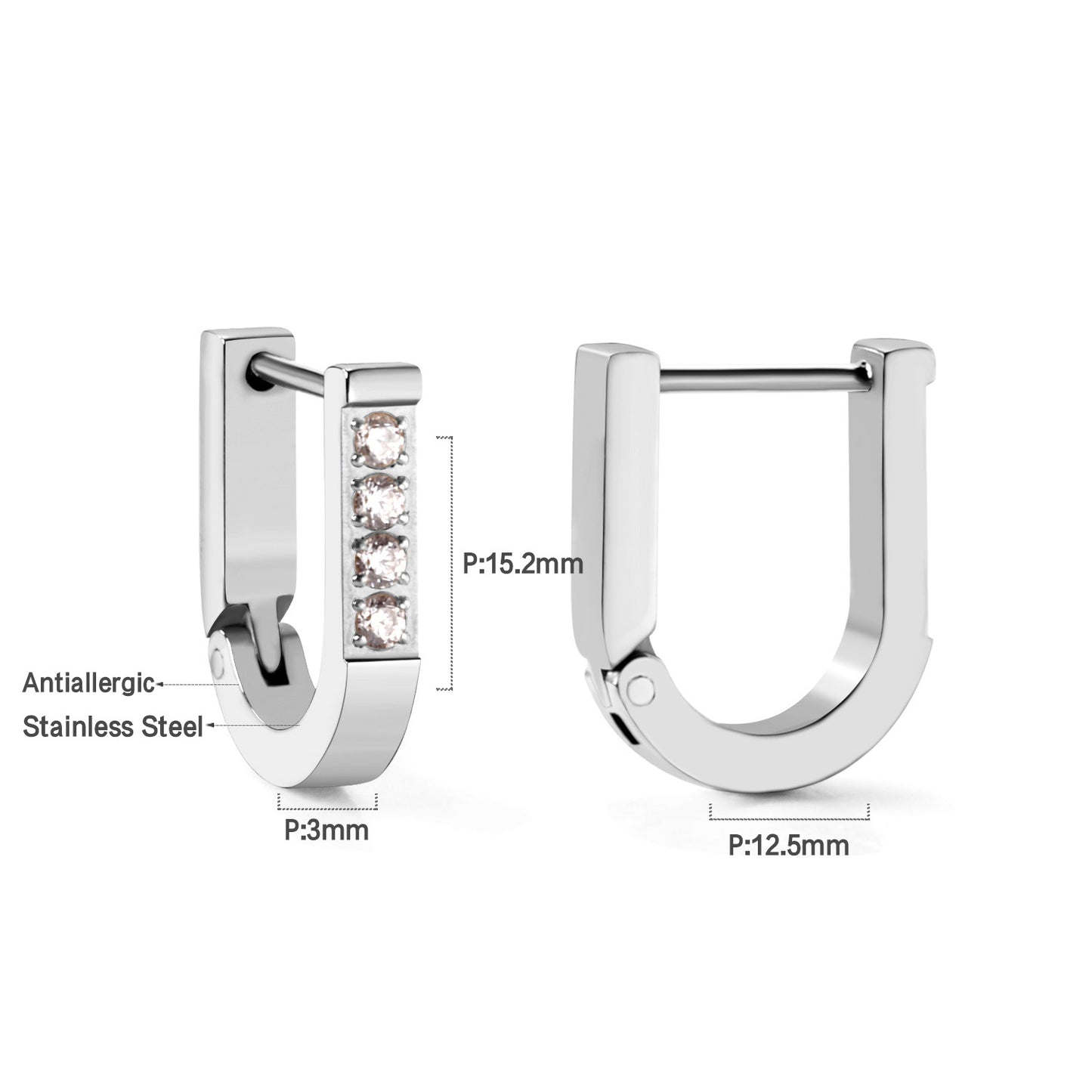 Wholesale 18K Gold U - Shaped Earrings with Diamonds for Fashion Accessories Elegant Design