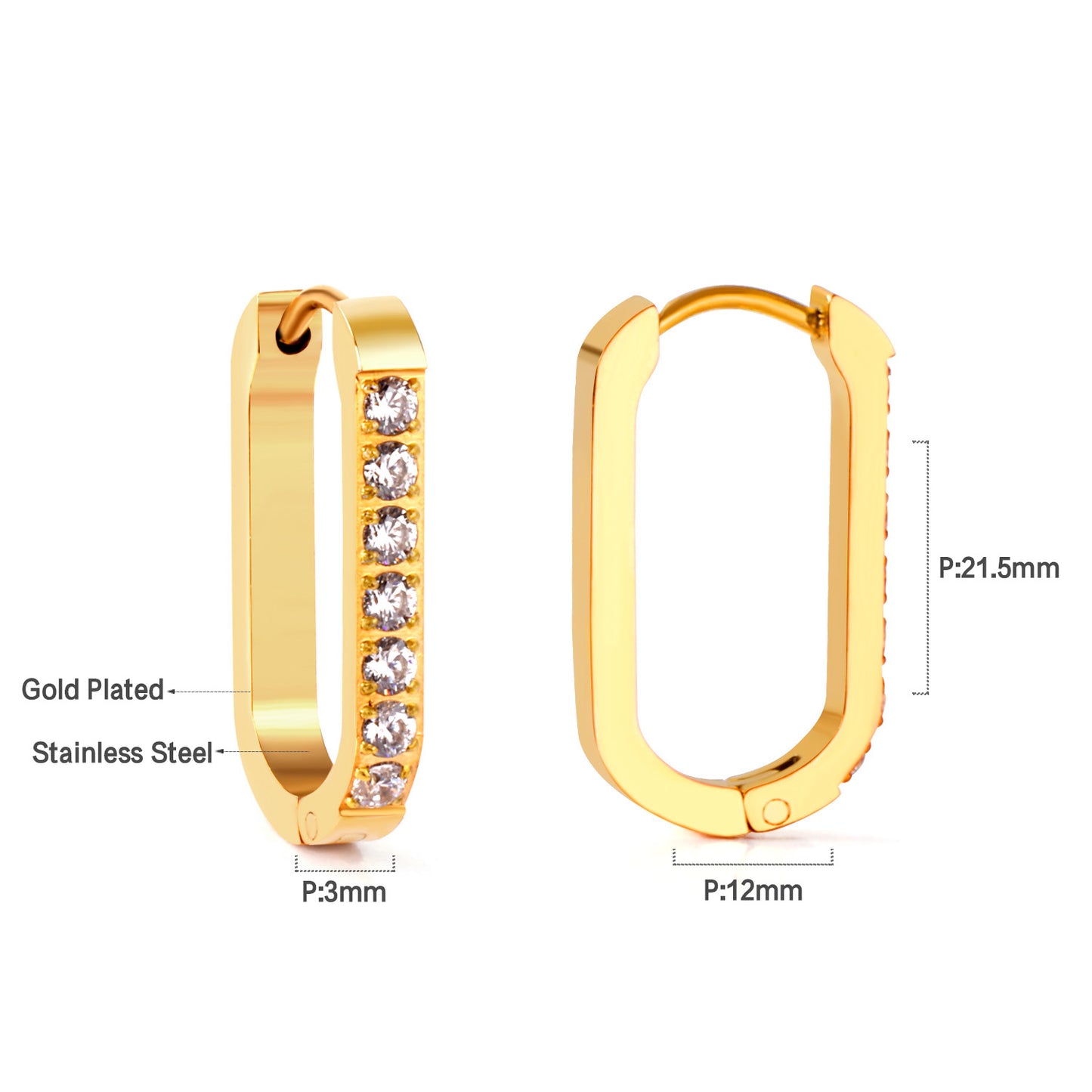 Wholesale 18K Gold Oval Earrings with Diamonds for Jewelry Vendors Sparkling Design
