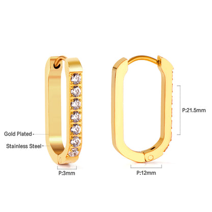 Wholesale 18K Gold Oval Earrings with Diamonds for Jewelry Vendors Sparkling Design